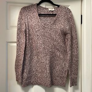Loft medium purple and cream knit sweater. Like new